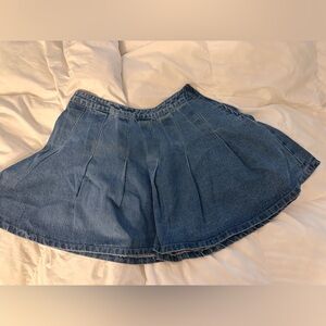 Blue Denim Pleated Skirt